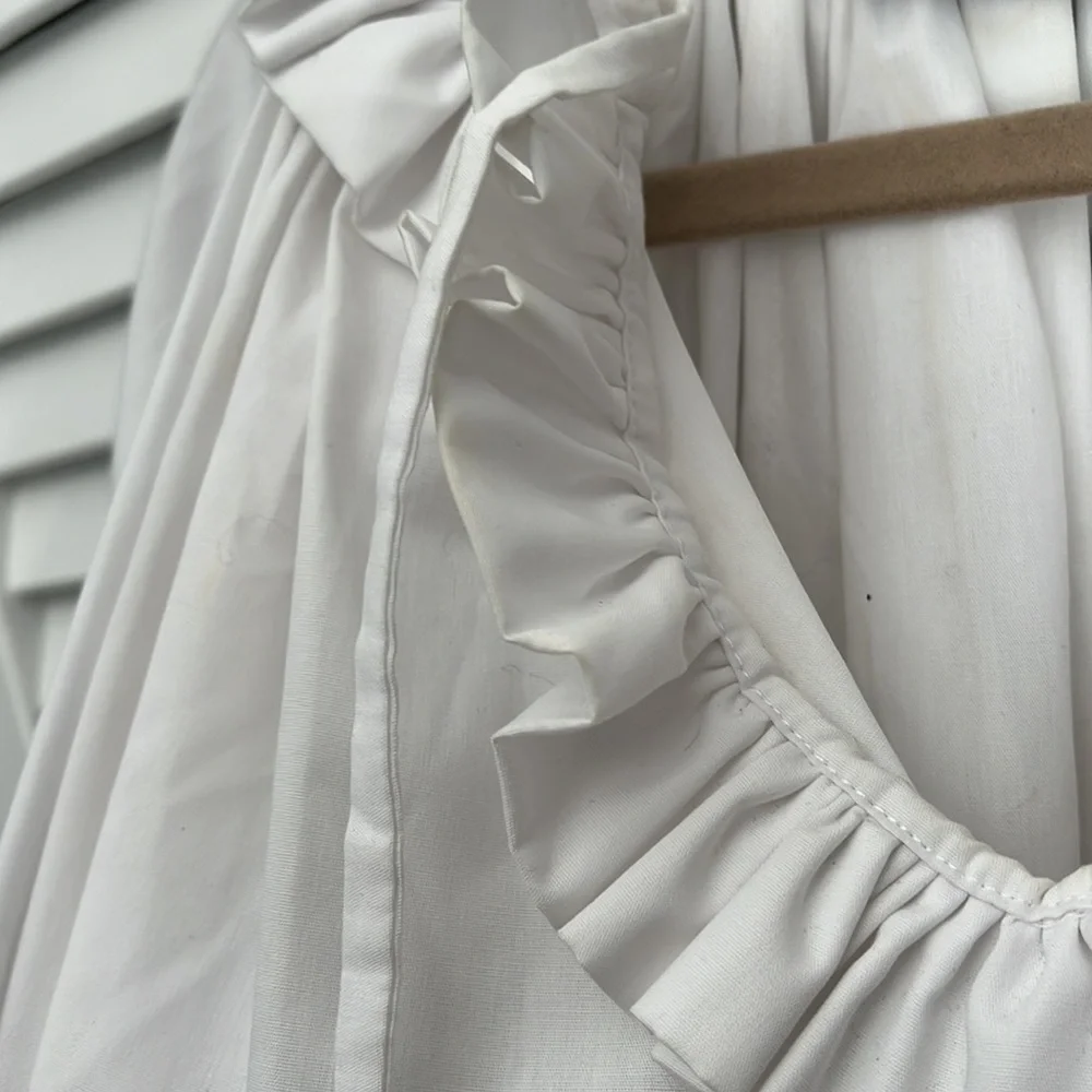 $300 Studio CUT White Puff Sleeve Maxi Oversized Dress  - ONE SIZE - Picture 6 of 9